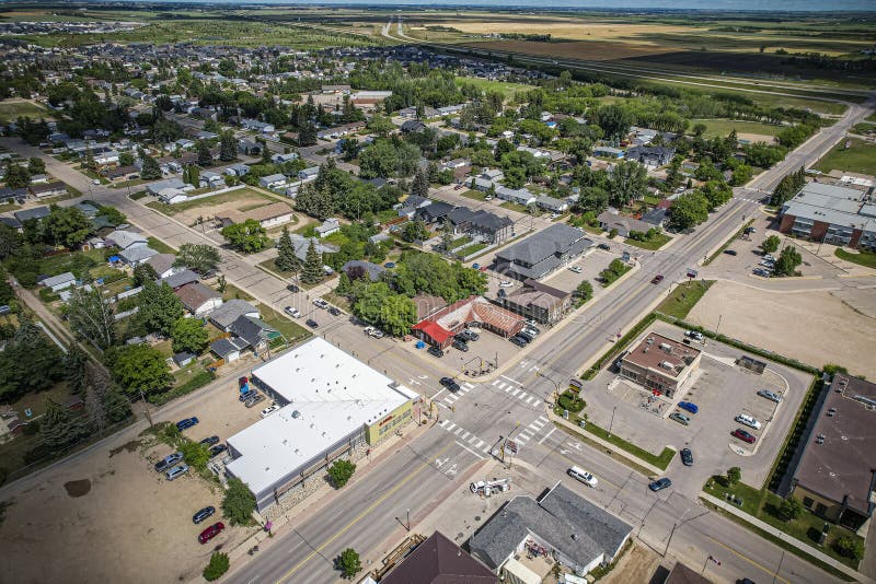Aerial View of Warman in Central Saskatchewan, Canada Stock Photo