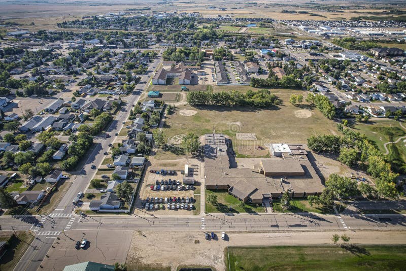 Aerial View of Warman in Central Saskatchewan, Canada Stock Photo