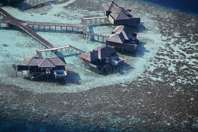 Aerial View Of Water Villas