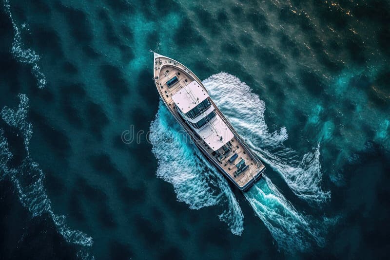Aerial View Of Yacht At The Sea Generative Ai Stock Illustration