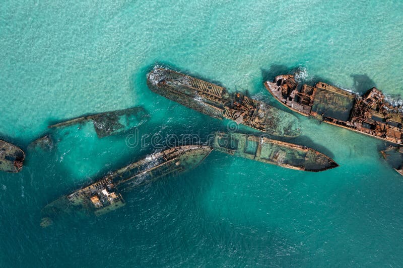 Aerial views of the Moreton Island wrecks