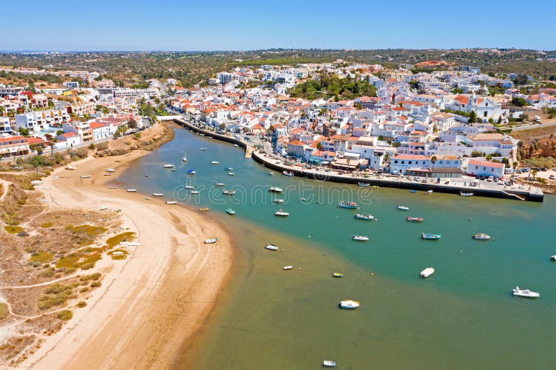 Aerial from the village Ferragudo in the Algarve Portugal