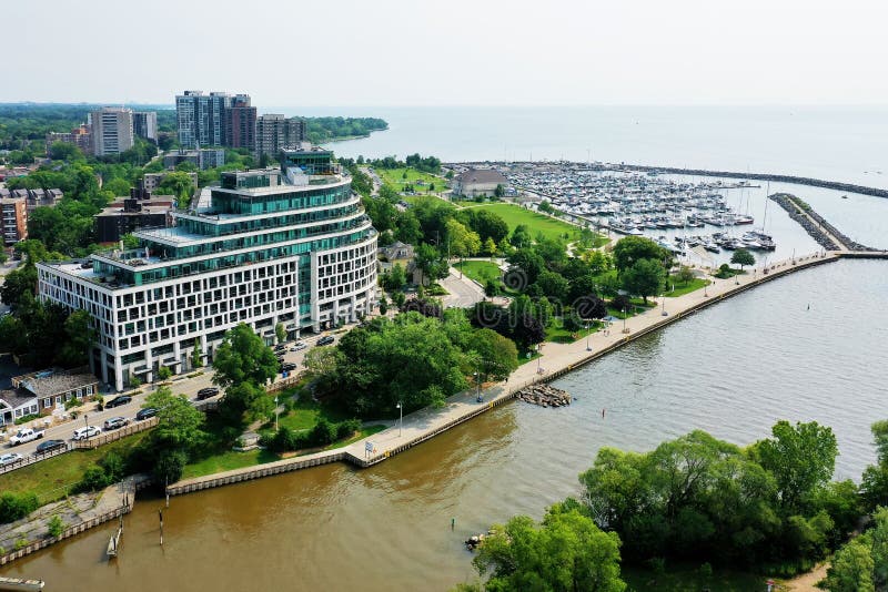 Aerial of the waterfront area of Oakville, Ontario, Canada