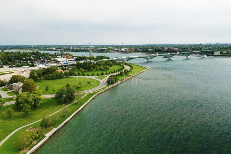 Aerial of the Waterfront at Fort Erie, Ontario, Canada Stock Photo