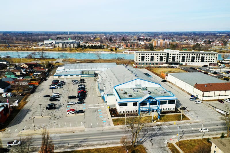 Aerial of Welland Main Arena in Welland, Ontario, Canada Editorial