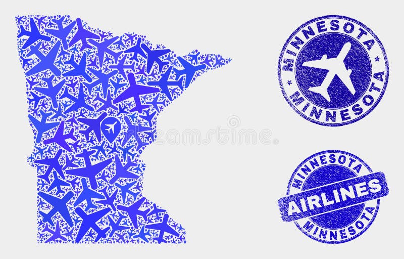 Aero kolażu Minnestoa stanu Grunge i mapy Wektorowe foki ilustracji Aero kolażu Minnestoa stanu Grunge i mapy Wektorowe foki ilustracji