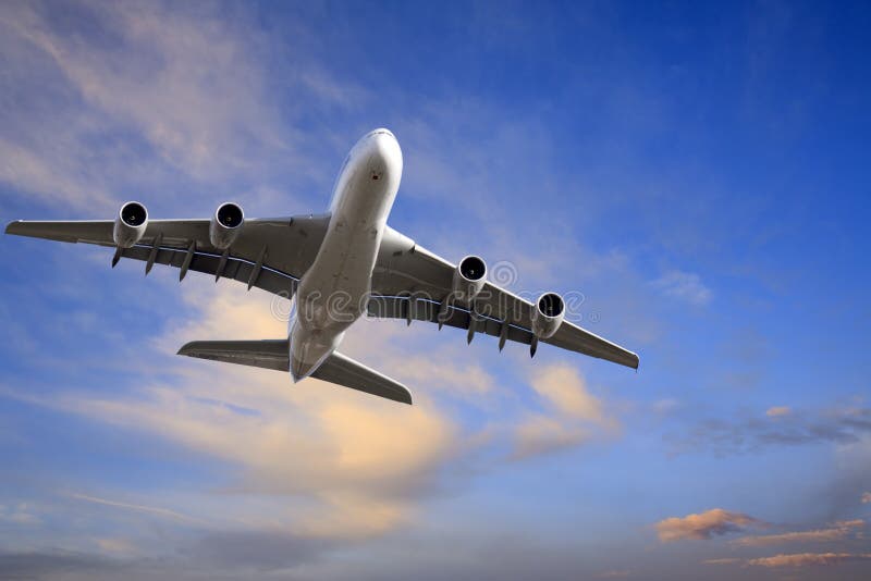 Aeroplane Taking Off into Beautiful Twilight