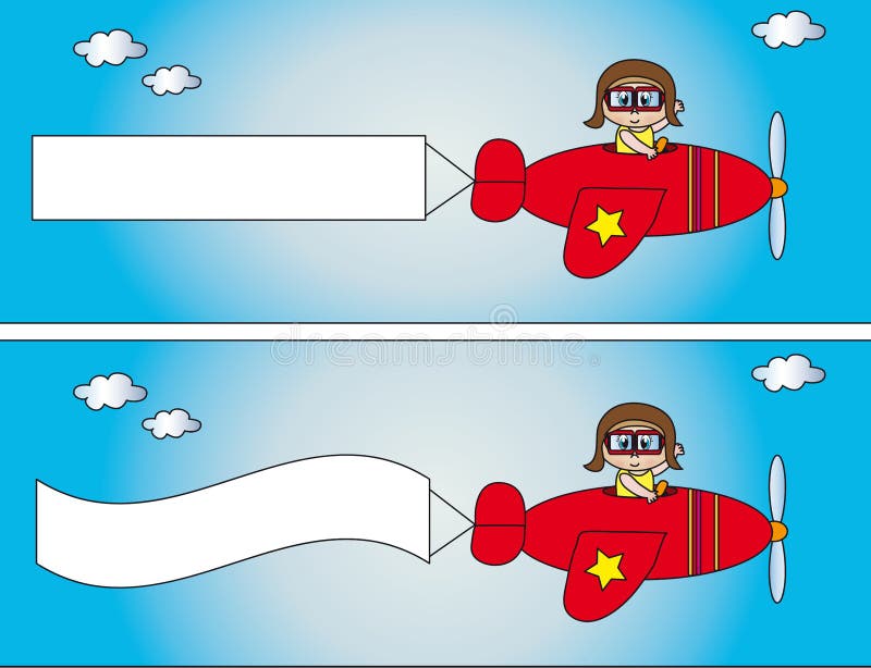 Aeroplano con la bandera stock de ilustración Aeroplano con la bandera stock de ilustración