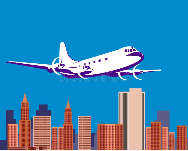 Aeroplano con orizzonte illustrazione vettoriale Aeroplano con orizzonte illustrazione vettoriale