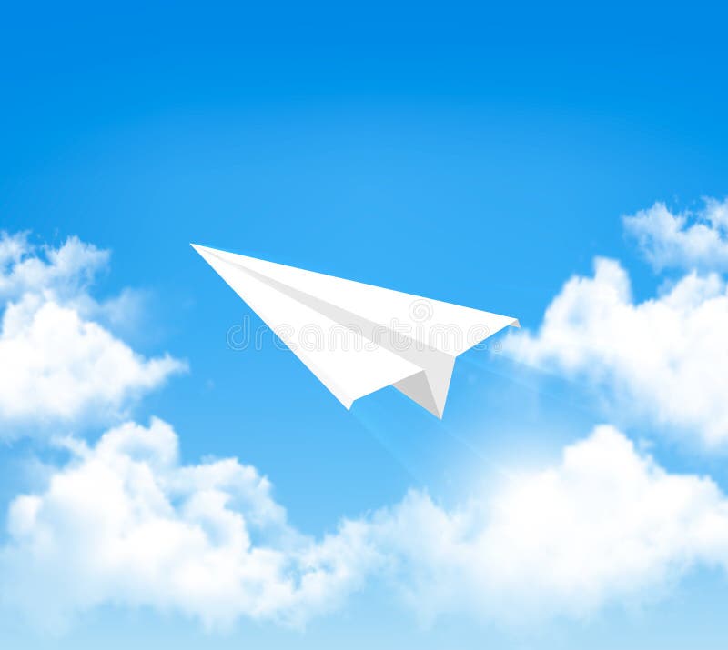 Download Aeroplano De Papel En El Cielo Con Las Nubes Ilustración del Vector - Ilustración de aviación, aire: 41914191