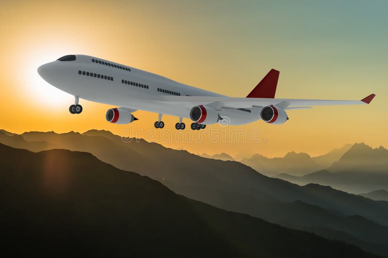 Aeroplano del passeggero al tramonto royalty illustrazione gratis Aeroplano del passeggero al tramonto royalty illustrazione gratis