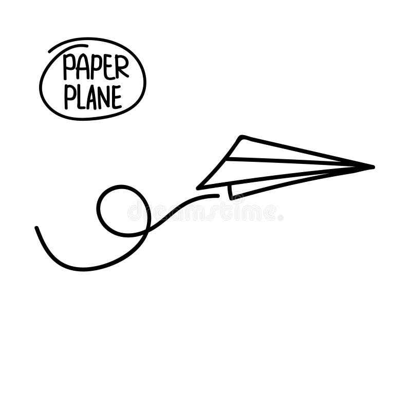 Aeroplano dibujado mano del garabato Icono plano de papel linear negro stock de ilustración Aeroplano dibujado mano del garabato Icono plano de papel linear negro stock de ilustración