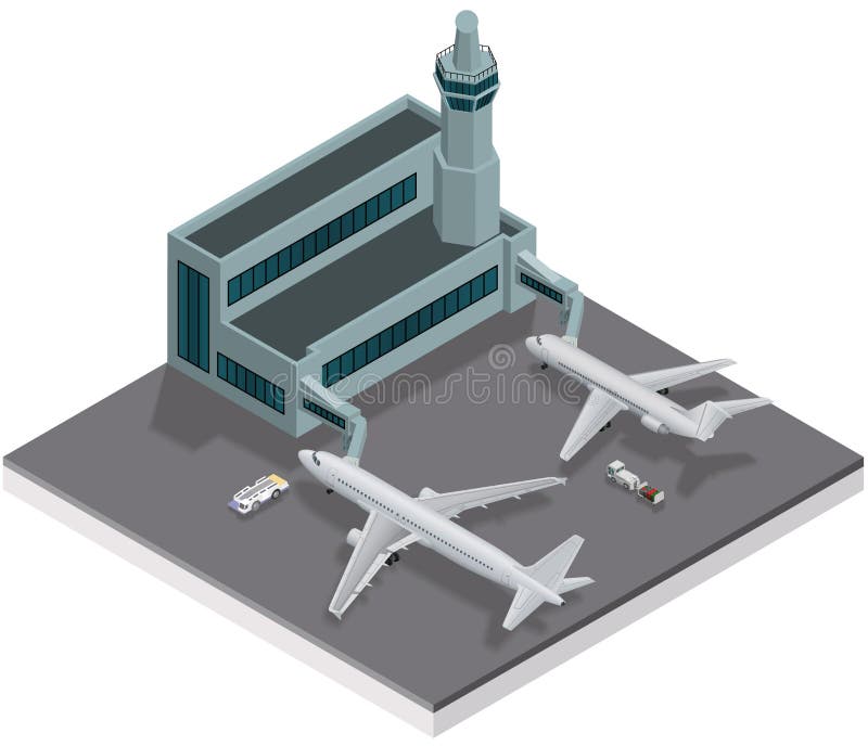 Aeroporto isometrico illustrazione vettoriale Aeroporto isometrico illustrazione vettoriale