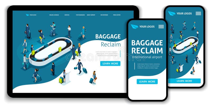 Aeropuerto internacional del concepto isométrico de la página del aterrizaje de la plantilla de la página web, recuperación de eq ilustración del vector Aeropuerto internacional del concepto isométrico de la página del aterrizaje de la plantilla de la página web, recuperación de eq ilustración del vector