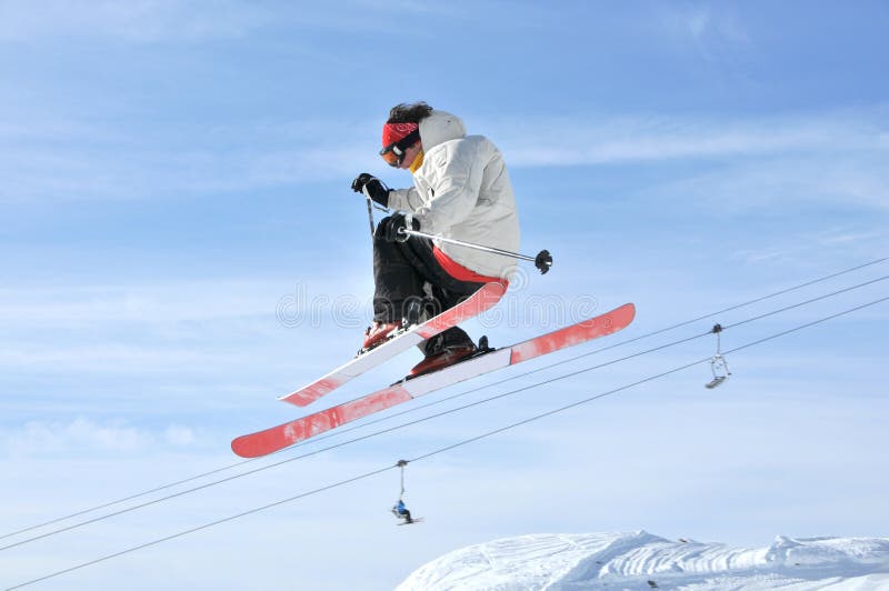 Aeroski: a skier on a high jump