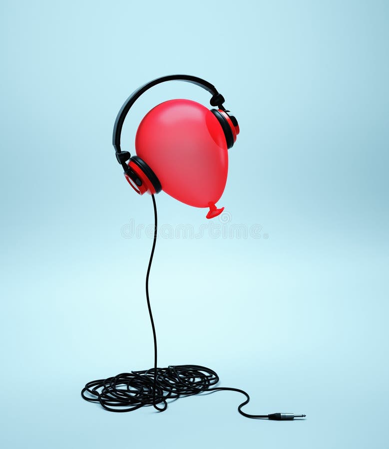 Aerostazione ascolto musica. concetto di creatività e felicità illustrazione vettoriale