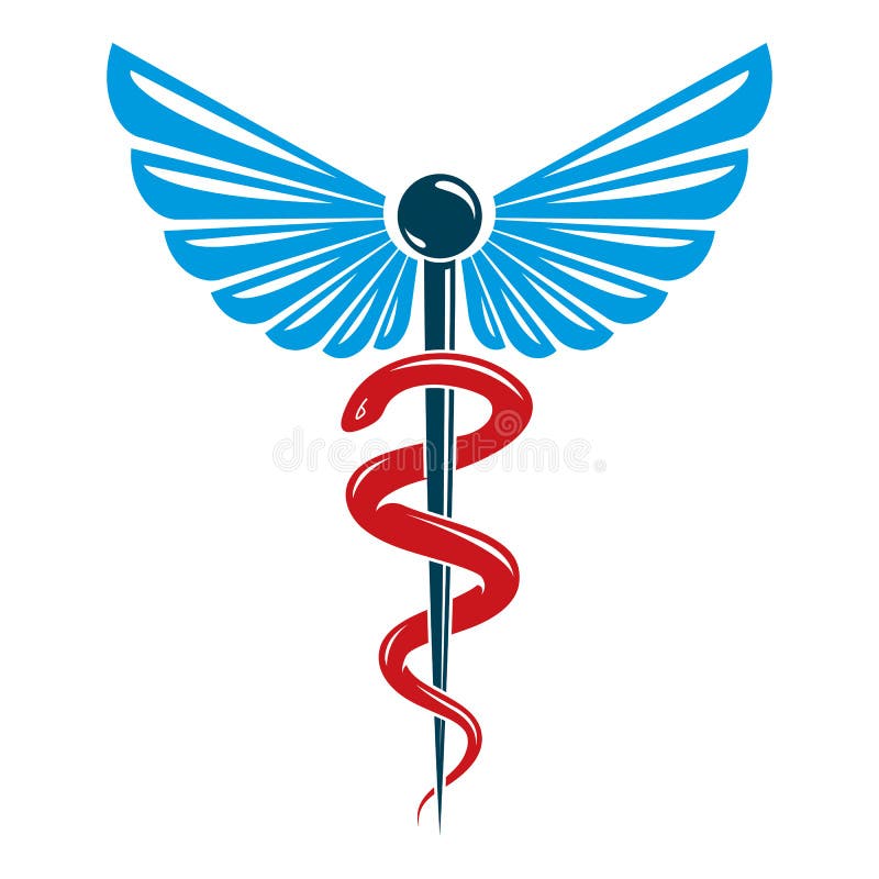 Aesculapius vector abstract emblem composed using wings. vector illustration