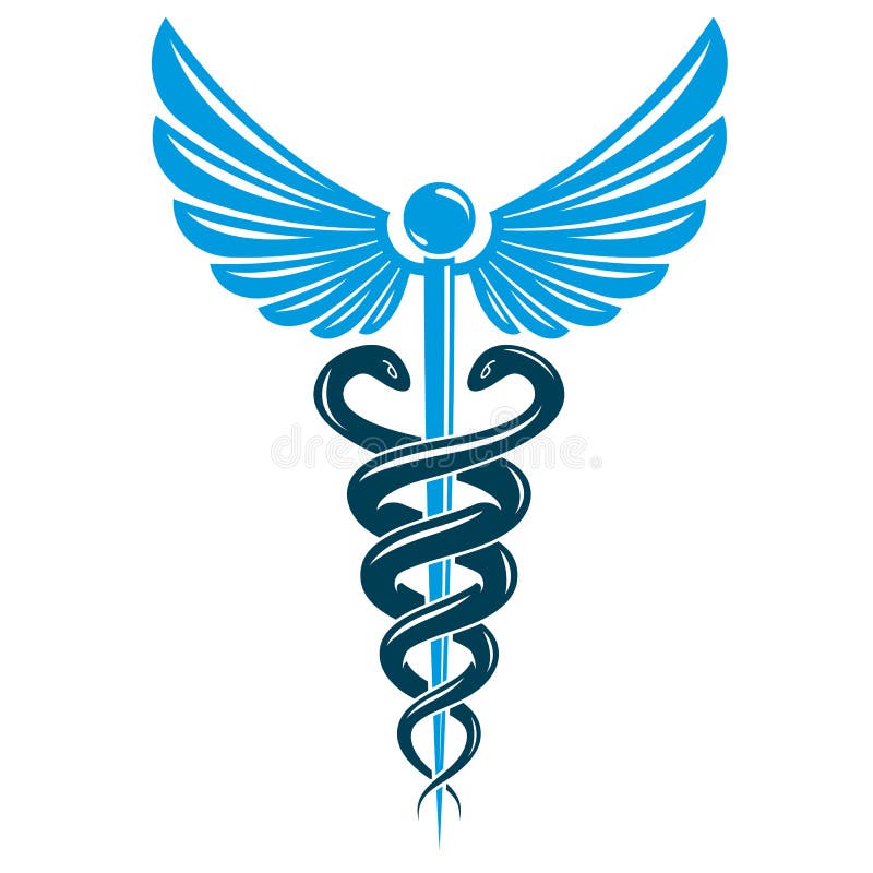 Aesculapius vector abstract emblem composed using wings vector illustration