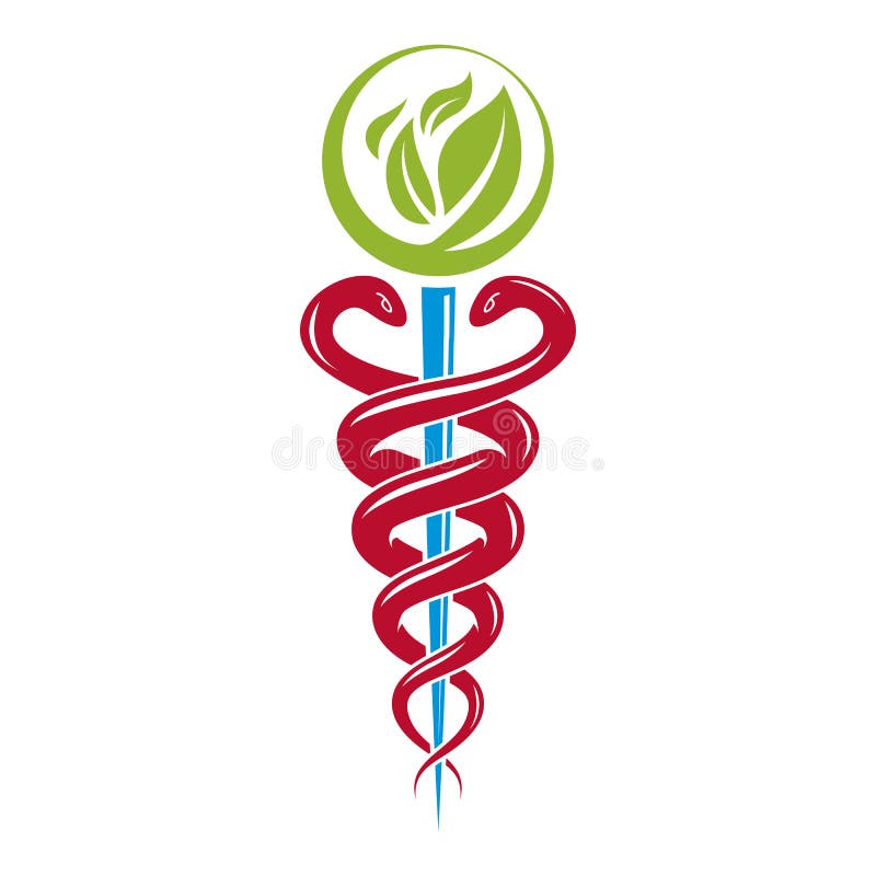 Aesculapius vector abstract illustration created using snakes an stock illustration
