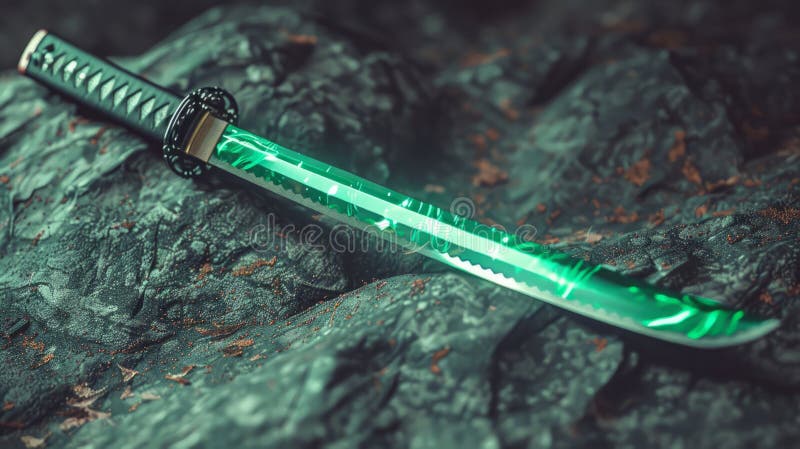 Aestesisk grön katana-design vektor illustrationer