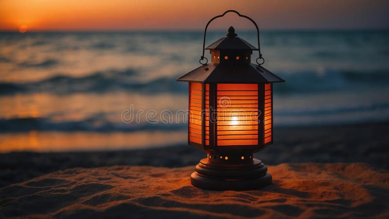 Aesthetic dekorative orange japanese lantern ai genererad royaltyfri illustrationer