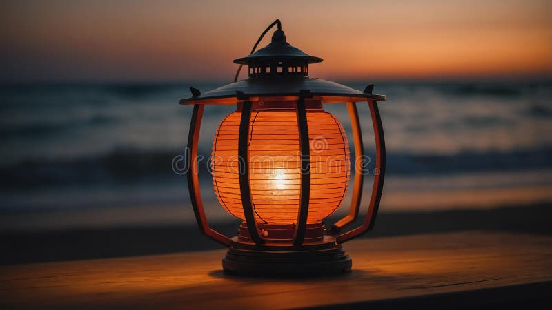Aesthetic dekorative orange japanese lantern ai genererad stock illustrationer