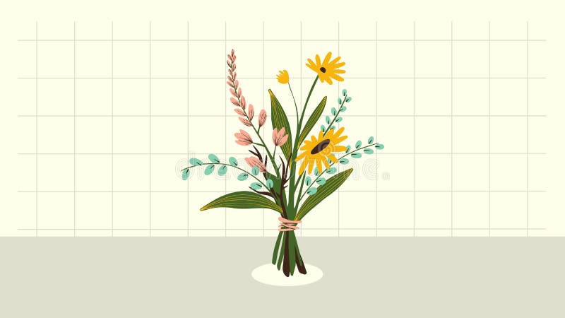 Aesthetic Flower Desktop Wallpaper Stock Illustration - Illustration of  line, yellow: 246414487