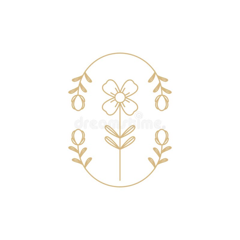 Aesthetic Plant Flower Growth Bloom Logo Stock Vector Illustration of