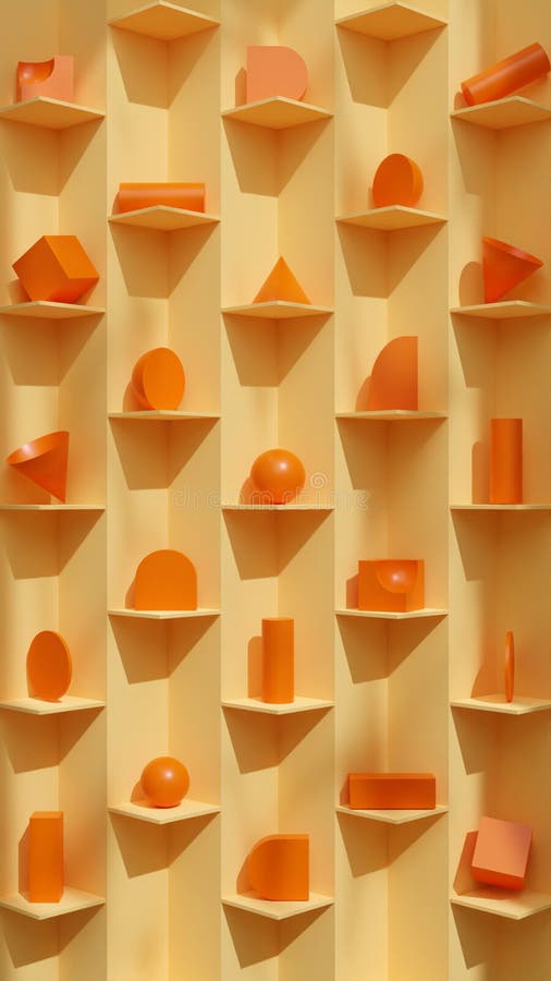 Orange Wall Aesthetic Space Realistic 3d Illustration Stock
