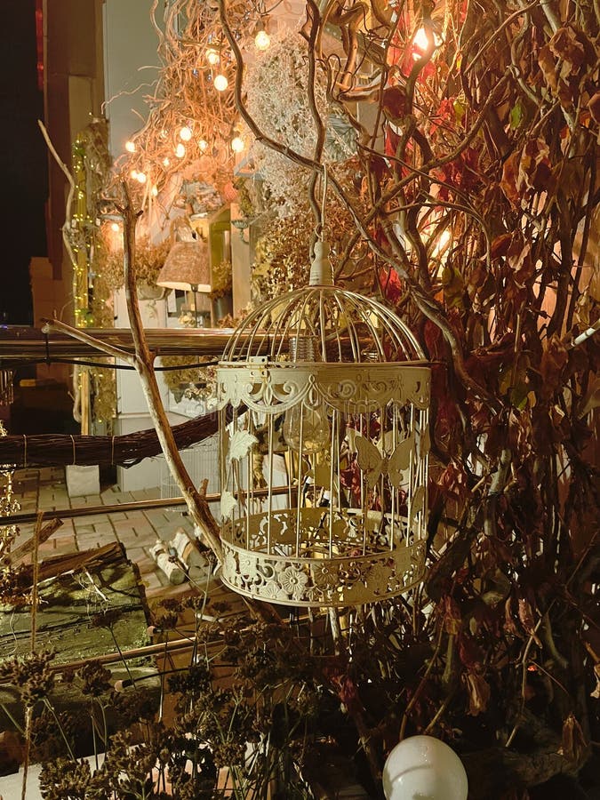 Aesthetic Warm Vintage Photo with Christmas Decorations Stock Photo