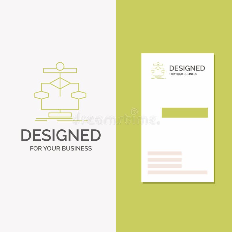 Business Logo for Algorithm, chart, data, diagram, flow. Vertical Green Business / Visiting Card template. Creative background vector illustration. Vector EPS10 Abstract Template background