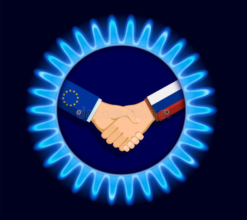Affaires de courant de nord de gaz entre la Russie et l'Union européenne Main illustration libre de droits Affaires de courant de nord de gaz entre la Russie et l'Union européenne Main illustration libre de droits