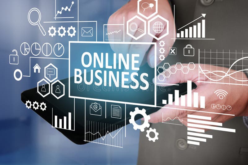 Affaires en ligne dans le concept d'affaires photographie stock libre de droits Affaires en ligne dans le concept d'affaires photographie stock libre de droits