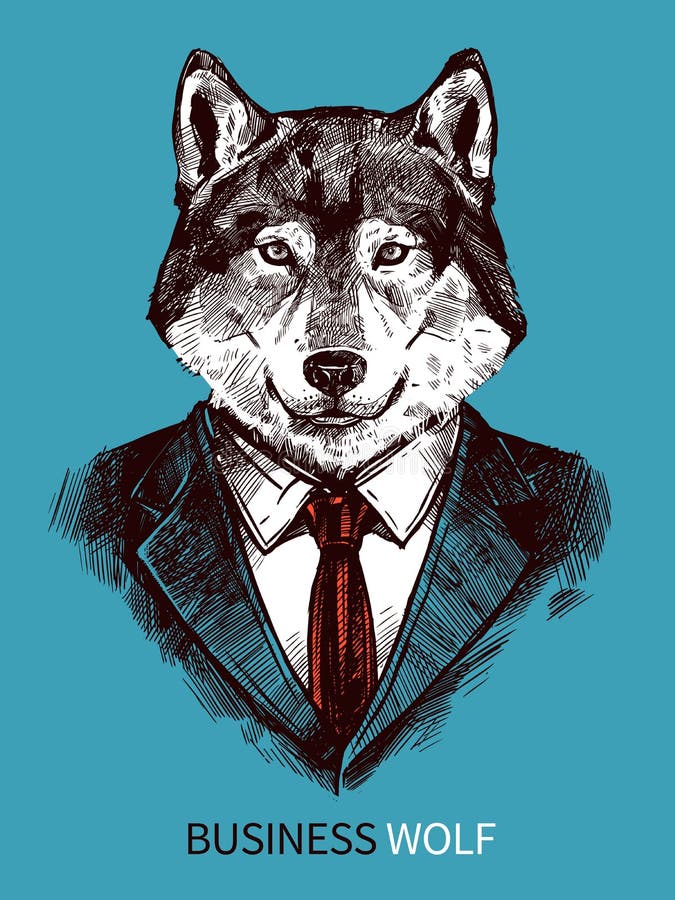 Affaires tirées par la main Wolf Poster illustration stock Affaires tirées par la main Wolf Poster illustration stock