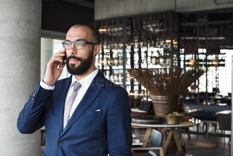 Affare Person Talking Phone Concept fotografia stock