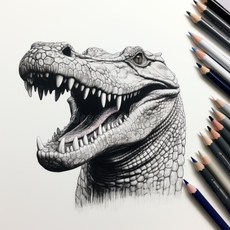 Affascinante disegno di testa alligatore iperrealistico in stile 3d 8k royalty illustrazione gratis