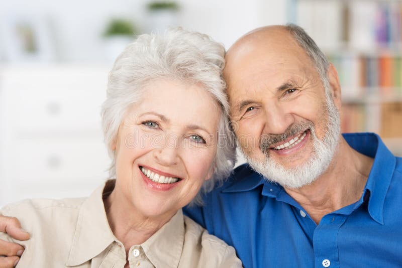 Affectionate happy retired couple