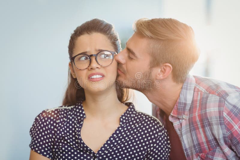 Affectionate Man Kissing Woman Stock Image Image Of Businessman Businesswoman 87419779 