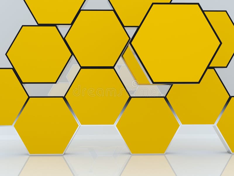affichage jaune abstrait blanc de cadre de l'hexagone 3D illustration stock affichage jaune abstrait blanc de cadre de l'hexagone 3D illustration stock