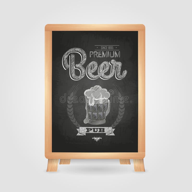 Affiche avec de la bière dans le magnétique Dessin de craie sur le tableau noir illustration de vecteur Affiche avec de la bière dans le magnétique Dessin de craie sur le tableau noir illustration de vecteur