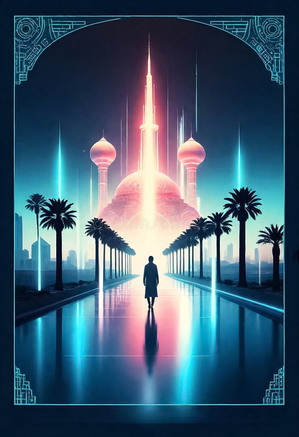 AI generated of a poster for a eid al-adha in modernization and futuristic style. AI generated of a poster for a eid al-adha in modernization and futuristic style