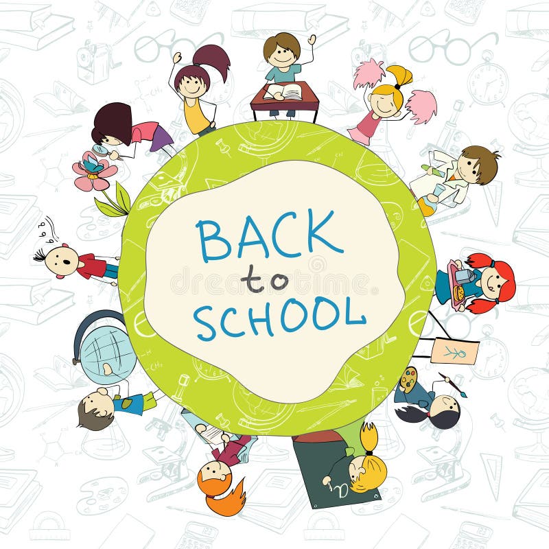Affiche de croquis d'emblème d'école d'enfants illustration de vecteur Affiche de croquis d'emblème d'école d'enfants illustration de vecteur