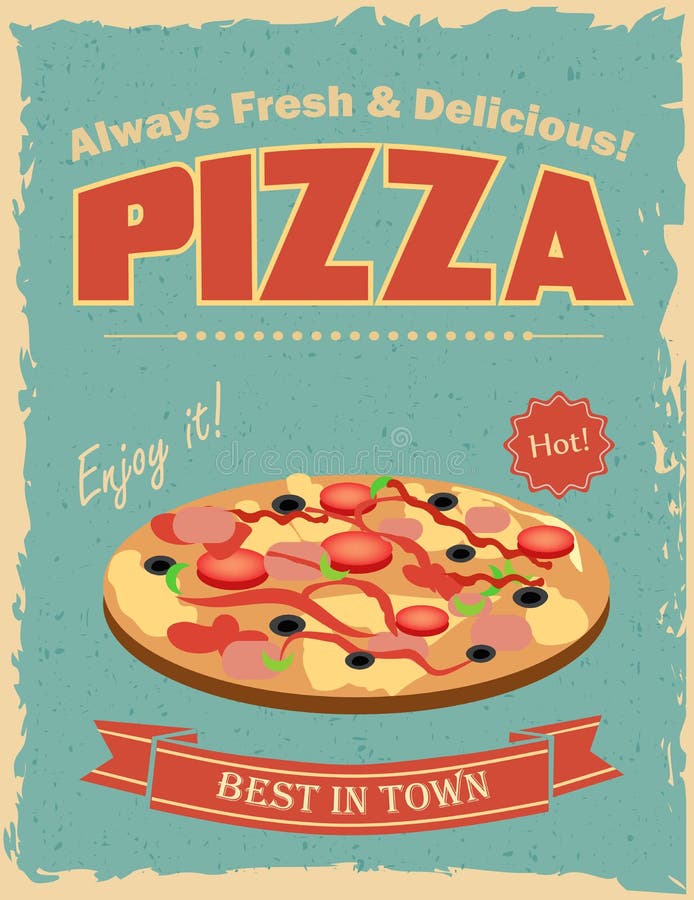 Affiche de pizza de vintage illustration stock Affiche de pizza de vintage illustration stock