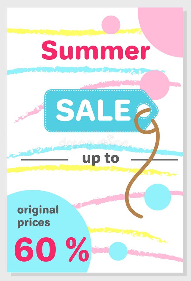 Affiche de vente d'été avec la remise 60 outre du vecteur illustration stock Affiche de vente d'été avec la remise 60 outre du vecteur illustration stock