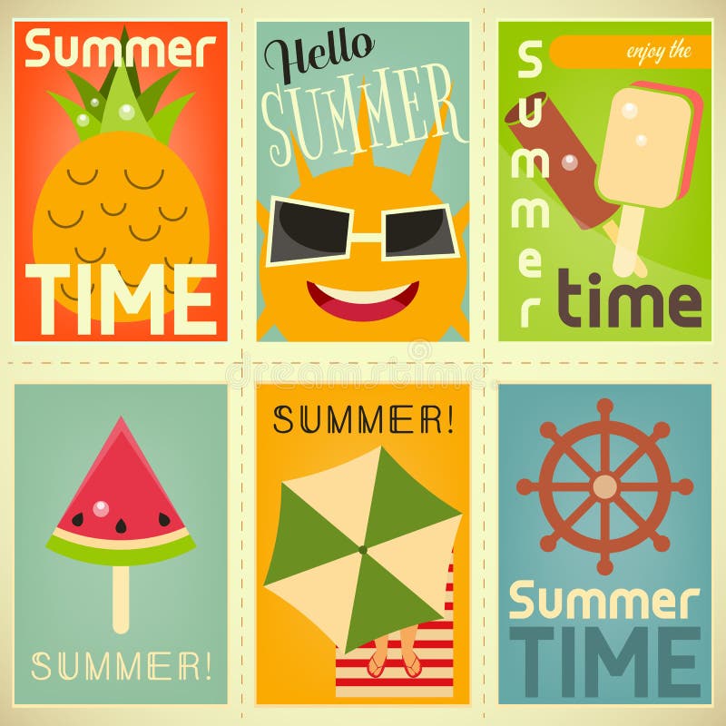 Ensemble de Posters d'Été illustration stock