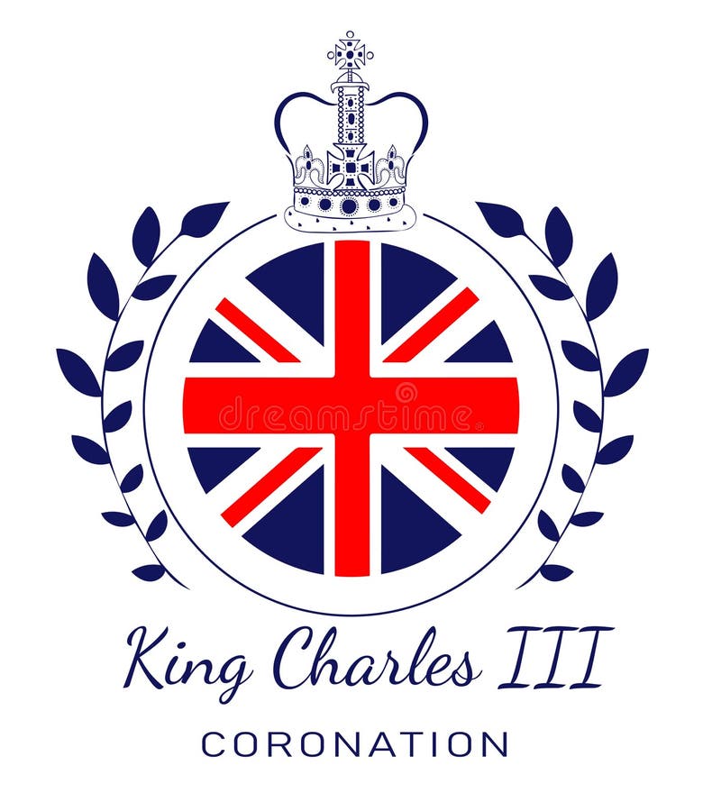 Affisch av kung charles iii coronation med brittisk flagga