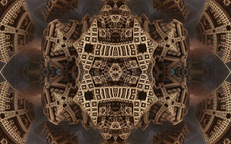 Affisch eller bakgrund för epos abstrakt fantastisk Futuristisk sikt från inre av fractalen Modell i form av pilar arkivbild Affisch eller bakgrund för epos abstrakt fantastisk Futuristisk sikt från inre av fractalen Modell i form av pilar arkivbild