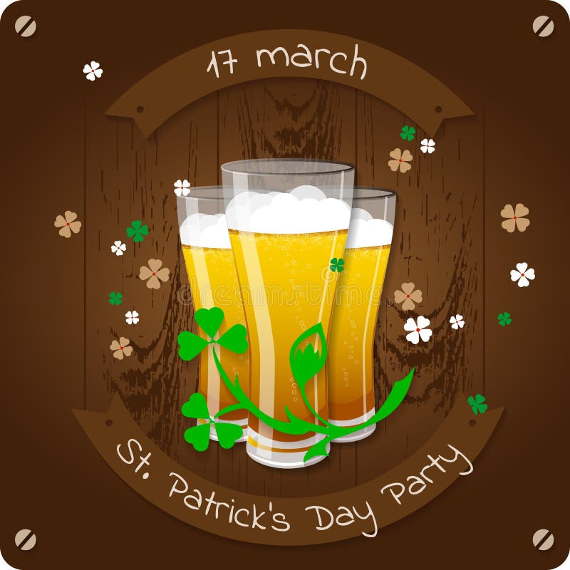 Affisch för inbjudan för parti för öl för dag för St Patrick ` s vektor illustrationer Affisch för inbjudan för parti för öl för dag för St Patrick ` s vektor illustrationer