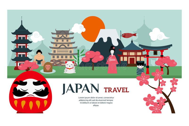 Affisch för vektor för Japan gränsmärkelopp stock illustrationer Affisch för vektor för Japan gränsmärkelopp stock illustrationer