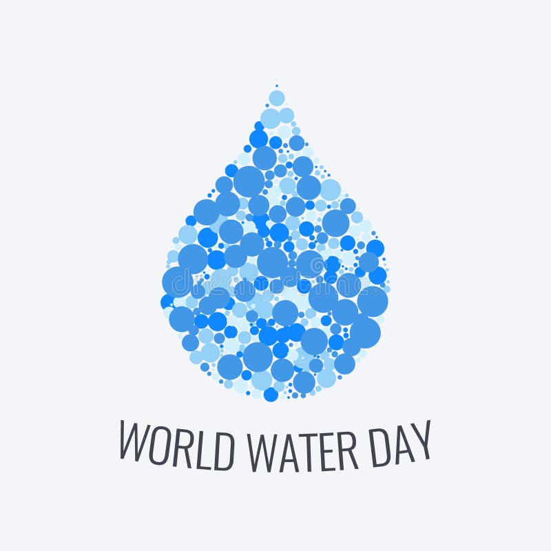 World water day poster with a drop of aqua made of blue dots on white background. Reserve protect nature concept. Vector illustration. World water day poster with a drop of aqua made of blue dots on white background. Reserve protect nature concept. Vector illustration.